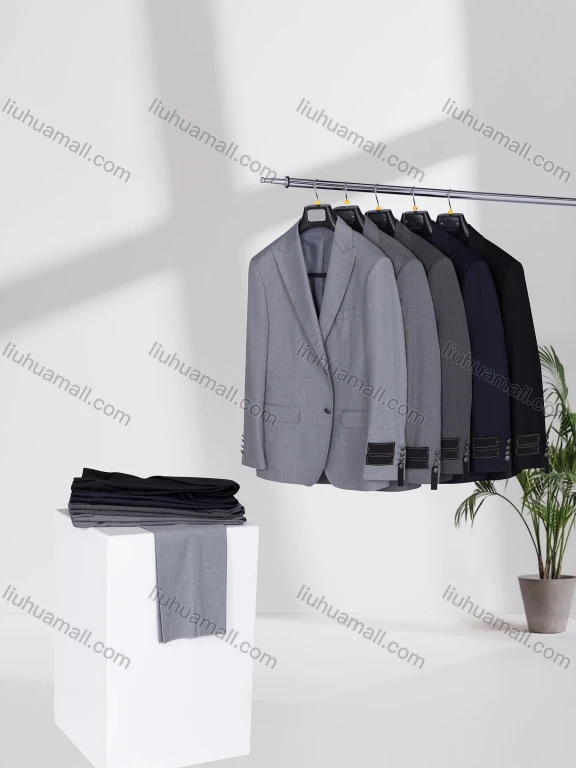 Wholesale Men's Formal Lapel Plain Two Buttons Flap Pockets Blazer Jacket & Pants 2 Piece Suit Set D2655-5#