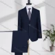 Wholesale Men's Business Lapel Plain Two Buttons Flap Pockets Blazer Jacket & Pants 2 Piece Suit Set D3600-7# Dark Blue Clothing Wholesale Market Liuhua
