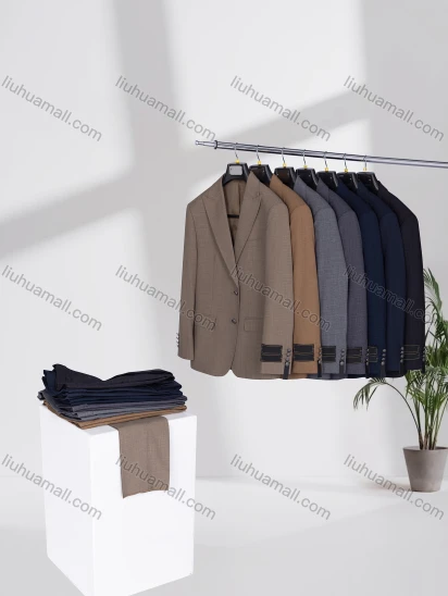 Wholesale Men's Business Lapel Plain Two Buttons Flap Pockets Blazer Jacket & Pants 2 Piece Suit Set D3600-7#