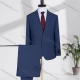 Wholesale Men's Business Lapel Plain Two Buttons Flap Pockets Blazer Jacket & Pants 2 Piece Suit Set D3604-10# Blue Clothing Wholesale Market Liuhua