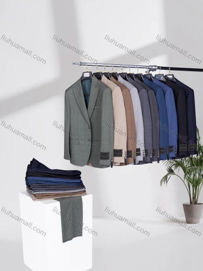 Wholesale Men's Business Lapel Plain Two Buttons Flap Pockets Blazer Jacket & Pants 2 Piece Suit Set D3604-10#