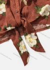Wholesale Women's Vacation Linen Shirt Half Sleeve Floral Print Top 2 Piece Set - Liuhuamall