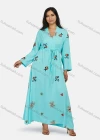 Wholesale Women's Plus Size Long Sleeve V Neck Drawstring Floral Print Zipper Front Maxi Dress - Liuhuamall