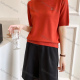 Wholesale Women's Casual Plain Round Neck Half Sleeve Sweater Top Red Wholesale Clothing Market & Suppliers -LIUHUAMALL