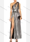 Wholesale Women's Glamorous One Shoulder Hollow Out Ruffle Wrap Hem Dress With Belt - Liuhuamall