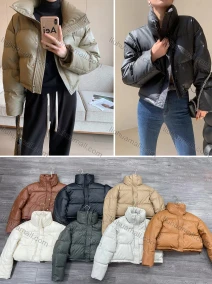 Wholesale Women's Casual Stand Collar Plain Zipper Thermal Crop Puffer Coat 861#, LIUHUA CLOTHING WHOLESALE