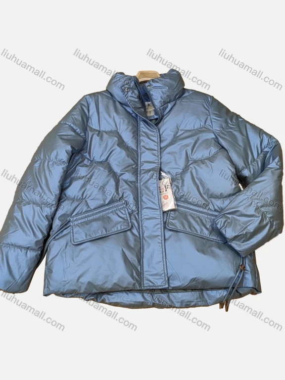 Wholesale Women's Casual Plain Long Sleeve Stand Collar Flap Pockets Puffer Coat
