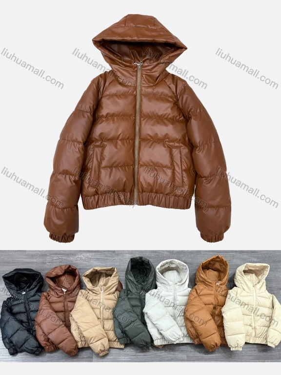 Wholesale Women's Casual Plain Zipper Thermal Hooded Puffer Coat 8860#