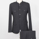 Men's Plain Button Down Multiple Pockets Chinese Tunic Suit & Pants 2-Piece Sets BA220307# Charcoal Gray Clothing Wholesale Market -LIUHUA
