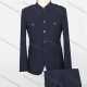 Wholesale Men's Plain Button Down Multiple Pockets Chinese Tunic Suit & Pants 2-Piece Sets BA220307# Navy Clothing Wholesale Market Liuhua