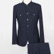 Men's Plain Button Down Multiple Pockets Chinese Tunic Suit & Pants 2-Piece Sets BA220307# Navy Clothing Wholesale Market -LIUHUA