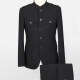 Men's Plain Button Down Multiple Pockets Chinese Tunic Suit & Pants 2-Piece Sets BA220307# Black Clothing Wholesale Market -LIUHUA