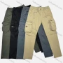 Wholesale Men's Casual Plain Flap Pockets Zip Decor Drawstring Cargo Pant 9985# preview
