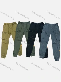 Wholesale Men's Casual Plain Zipper Pockets Drawstring Cargo Pant 9330#, LIUHUA CLOTHING WHOLESALE