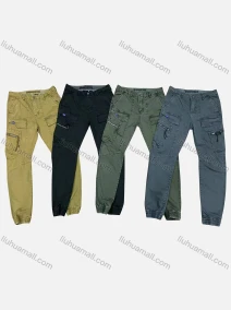 Wholesale Men's Casual Plain Zipper Pockets Button Closure Cargo Pant 9367#, LIUHUA CLOTHING WHOLESALE