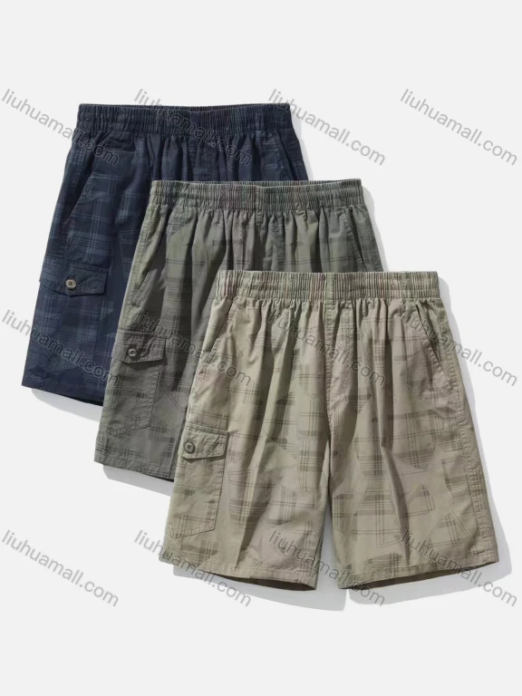 Wholesale Men's Casual Letter Flap Pockets Elastic Waist Shorts 617#