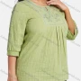 Wholesale Women's Plus Size Casual 3/4 Sleeve Floral Embroidery Plain Blouse preview
