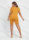 Wholesale Women's Daily Plain Round Neck T-shirt 2 Pieces Set - Liuhuamall