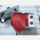 Men's Trendy Allover Print Tie & Pocket Square & Pair Cufflinks Sets Red Clothing Wholesale Market -LIUHUA