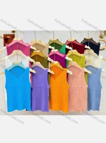 Wholesale Women's Casual Plain Mock Neck Rib-knit Tank Top, LIUHUA CLOTHING WHOLESALE