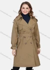 Wholesale Women's Lapel Double Breasted Mid Length Trench Coat With Buckle Belt - Liuhuamall