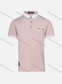 Wholesale Boys Casual Contrast Collar Striped Trim Slogan Print Plain Short Sleeve Polo Shirt, LIUHUA CLOTHING WHOLESALE