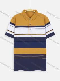 Wholesale Men's Short Sleeve Striped Pocket Casual Polo Shirt, LIUHUA CLOTHING WHOLESALE