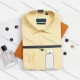 Wholesale Men's Formal Slim Fit Long Sleeve Button Down Plain Shirts SD220501# Yellow Clothing Wholesale Market Liuhua