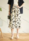 Wholesale Women's Elastic Waist Floral Print Ruffle Hem Midi Skirt AY159# - Liuhuamall