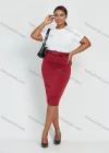 Wholesale Women's Business High Waist Plain Pencil Skirt With Belt - Liuhuamall