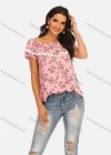 Wholesale Women's Casual Floral Print Off Shoulder Lace Trim Blouse - Liuhuamall