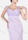 Wholesale Women's Elegant Plain Straps Sleeveless Splicing Guipure Lace Rhinestone Pearl Decor Evening Dress - Liuhuamall