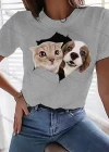 Wholesale Women's Casual Crew Neck Short Sleeve Animal Graphic T-shirt - Liuhuamall