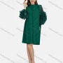 Wholesale Women's Fashion Shirred Mock Neck 3D Floral Long Sleeve Chiffon Dress preview