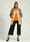 Wholesale Women's Geometric Splicing Button Front Dual Pockets Long Sleeve Cardigan - Liuhuamall