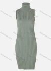 Wholesale Women's Elegant Turtleneck Sleeveless Rib-Knit Pencil Cocktail Dress - Liuhuamall