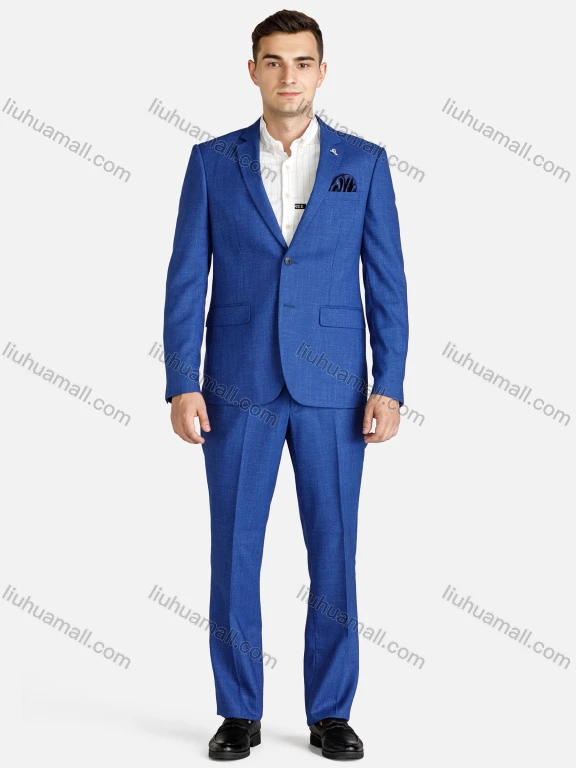 Wholesale Men's Formal Plain Single Breasted Patch Pocket Lapel Blazer & Pant 2 Piece Suit Sets