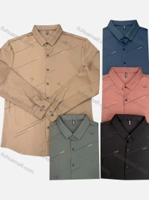 Wholesale Men's Casual Striped Long Sleeve Shirt, LIUHUA CLOTHING WHOLESALE