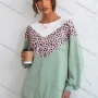 Wholesale Women's Round Neck Long Sleeve Colorblock Leopard Splicing Casual Pullover Sweatshirt X2452G# preview