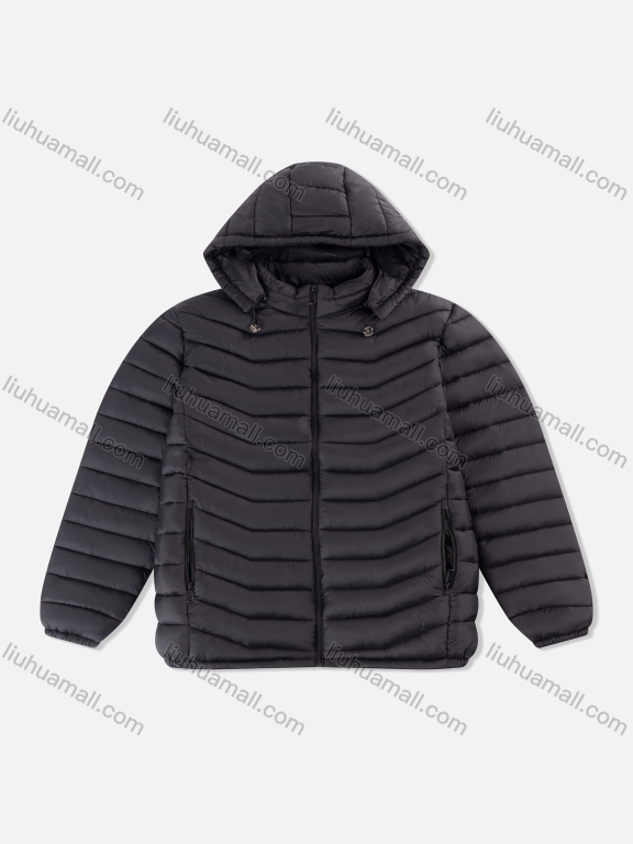 Wholesale Men's Casual Hooded Zipper Pockets Thermal Lined Puffer Coat 1619-5#