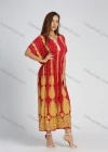 Wholesale Women's Vintage Print Batwing Sleeve Peplum Maxi Dress - Liuhuamall