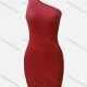 Wholesale Women's Sexy One Shoulder Sleeveless Club Slim Fit Ribbed Mini Pencil Dress Red Clothing Wholesale Market Liuhua