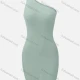 Wholesale Women's Sexy One Shoulder Sleeveless Club Slim Fit Ribbed Mini Pencil Dress C645# Clothing Wholesale Market Liuhua