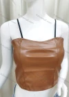 Wholesale Women's Sleeveless Faux Leather Guipure Lace Back Cami Top - Liuhuamall