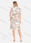 Wholesale Women's Casual Floral Print Notched Neck Tie Front Flounces Short Sleeve Knee Length Dress With Belt  - Liuhuamall