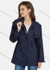 Wholesale Women's Casual Snap Buttons Stand Collar Drawstring Windbreaker Jacket M-E22# - Liuhuamall