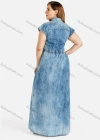 Wholesale Women's Plus Size Flap Pockets Cap Sleeve Distressed Button Front Denim Maxi Dress - Liuhuamall