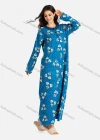 Wholesale Women's Henley Collar Allover Heart-Shaped Print Long Sleeve Lounge Maxi Nightshirt - Liuhuamall