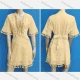 Wholesale Women's Sexy Short Sleeve Notched V Neck Tie Front Embroidery Lace Dress 10# Clothing Wholesale Market Liuhua