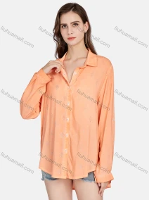 Wholesale Women's Casual Silver Pressed Collared Long Sleeve Button Down Shirt BLY1107#, LIUHUA CLOTHING WHOLESALE